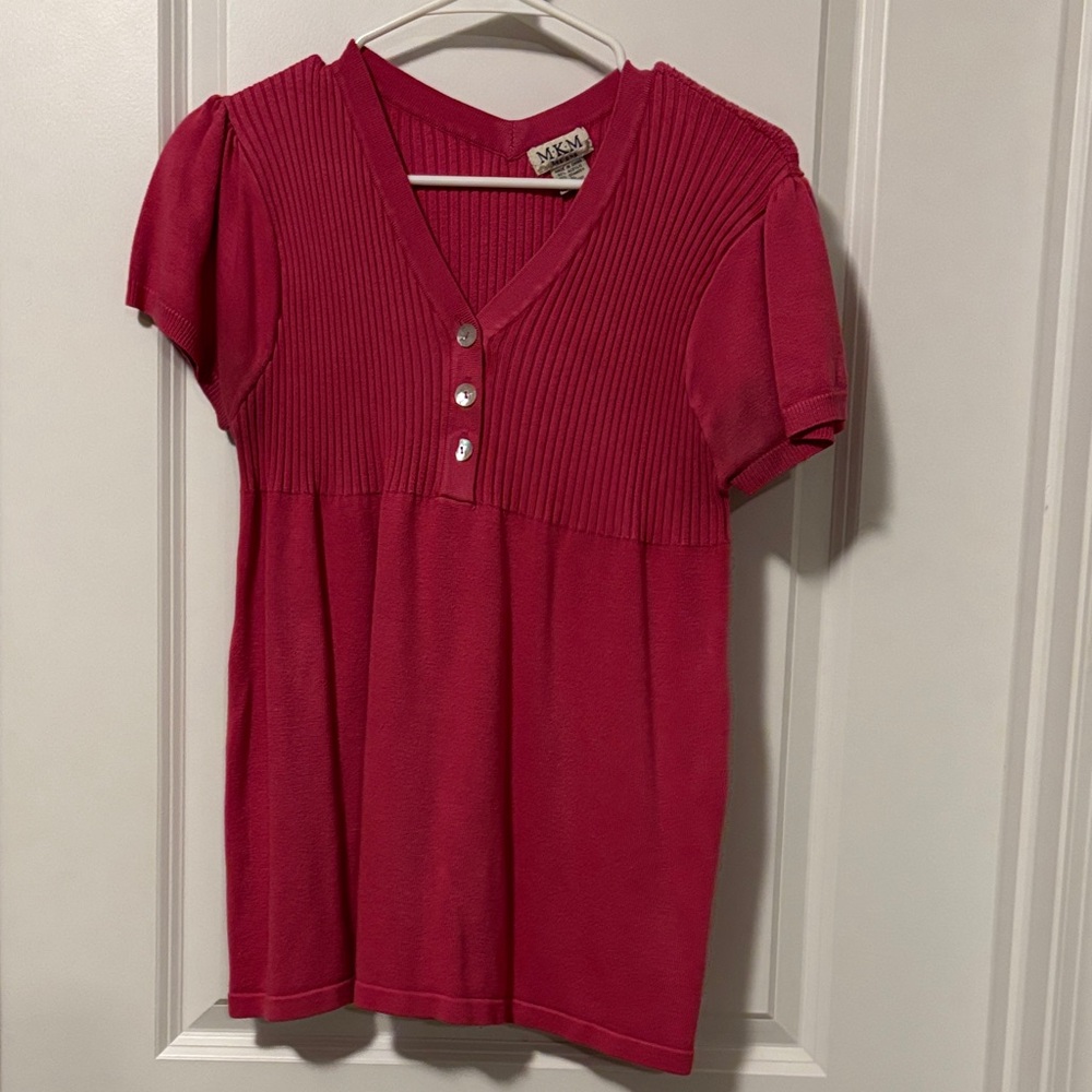 MKM Designs Pink Ribbed Knit Top